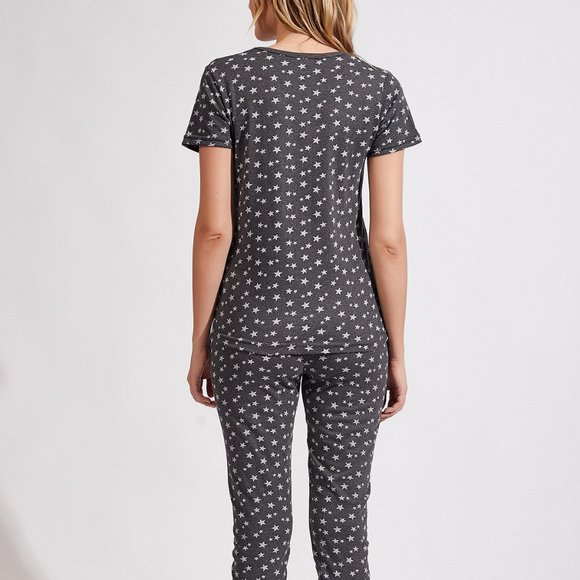 Crew Neck  Soft Gray White Fit Pj Set Sz - Picture 4 of 7